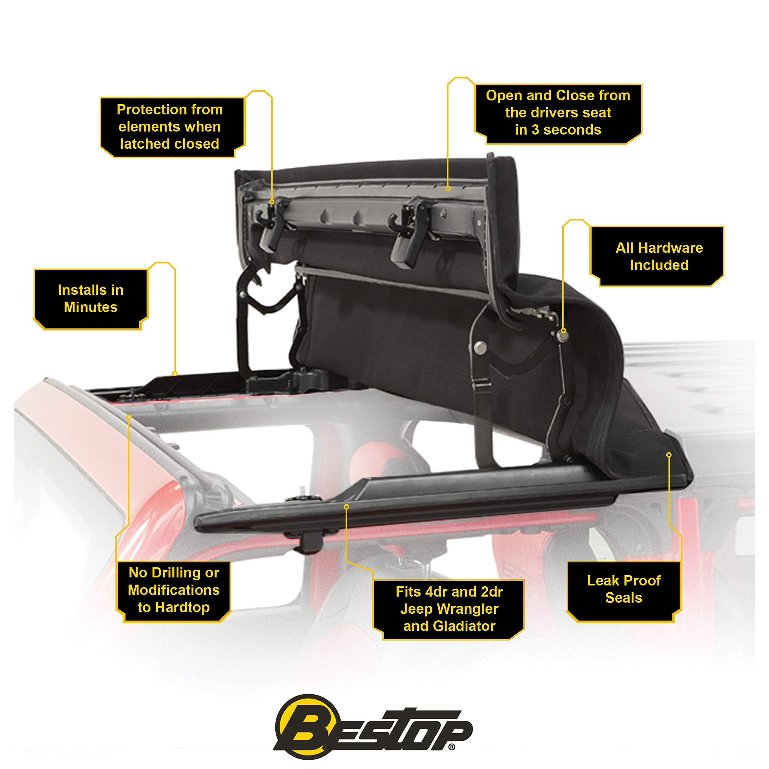 Bestop 5245335 Sunrider for Hardtop for 2007-2018 Wrangler JK 2-Door & Unlimited - Image 7