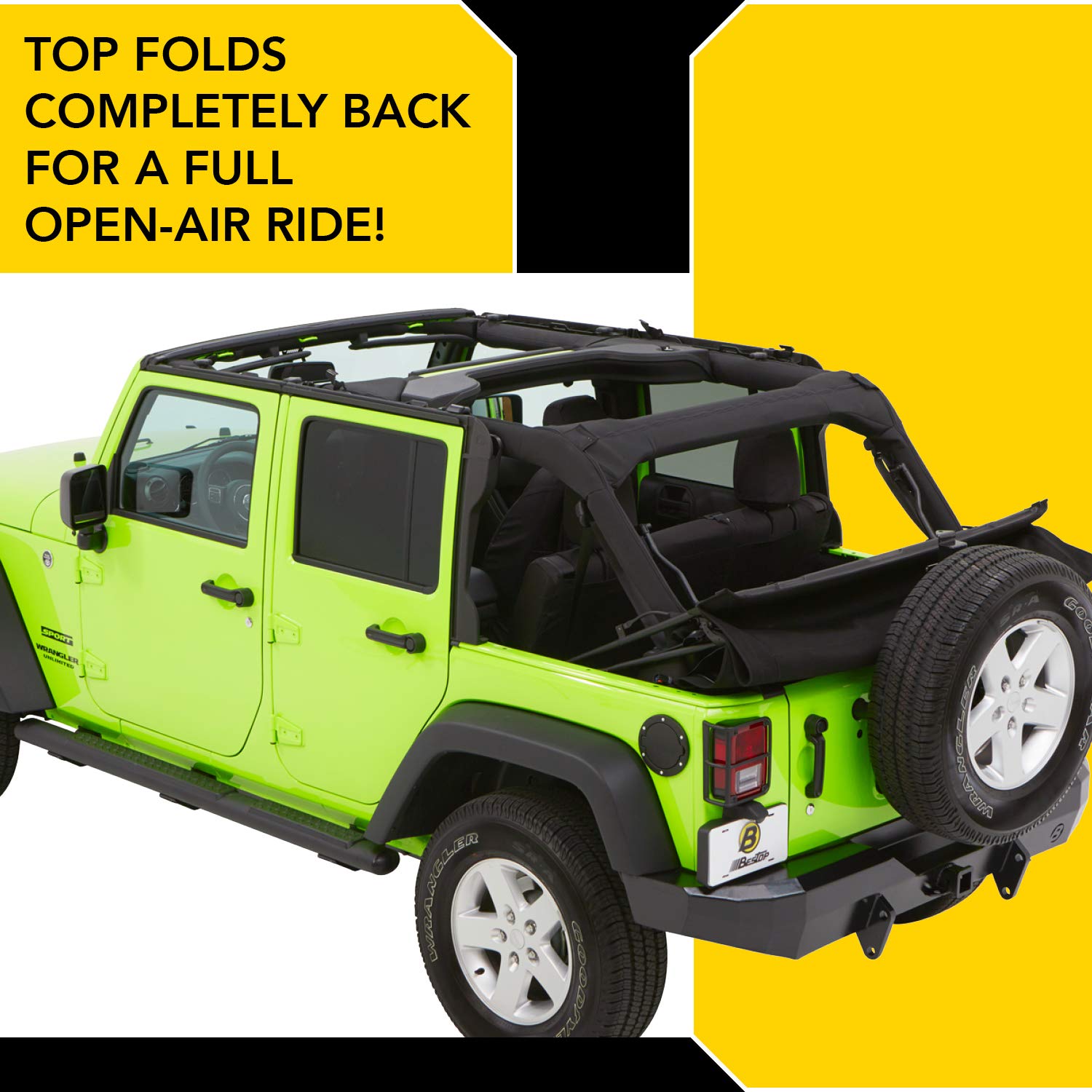 Bestop 54923-35 Black Diamond Trektop NX Glide Convertible Soft Top 4-Door - Image 5