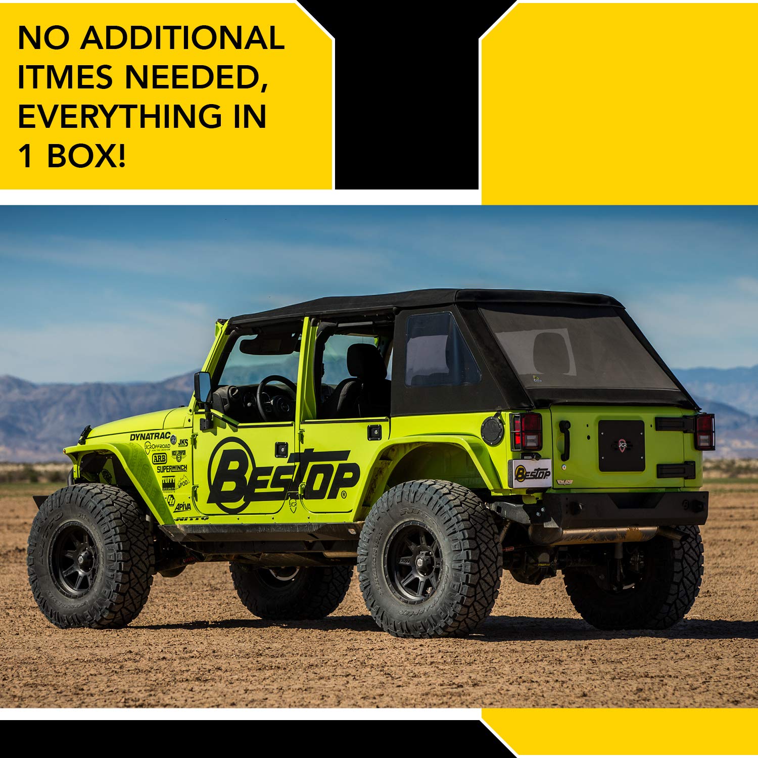 Bestop 54923-35 Black Diamond Trektop NX Glide Convertible Soft Top 4-Door - Image 7