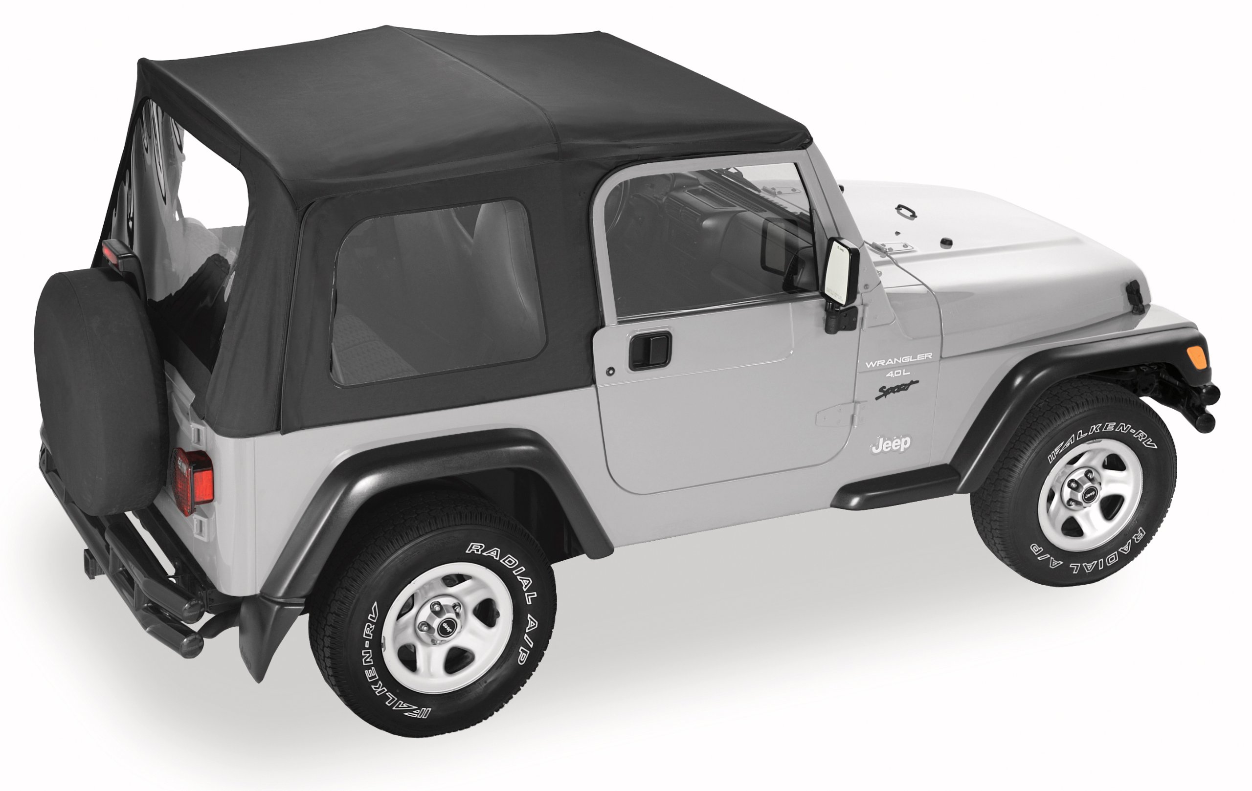 Pavement Ends by Bestop 51130-15 Black Denim Replay Replacement Soft Top Clear Windows w/Upper Door Skins for 1988-1995 Jeep Wrangler - Image 3