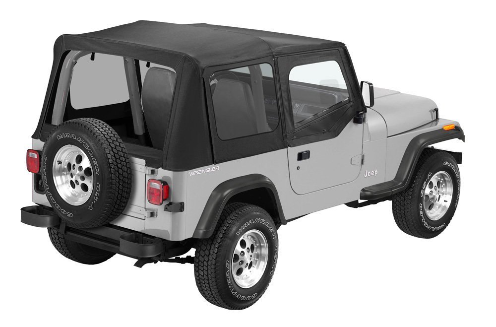 Pavement Ends by Bestop 51130-15 Black Denim Replay Replacement Soft Top Clear Windows w/Upper Door Skins for 1988-1995 Jeep Wrangler - Image 4